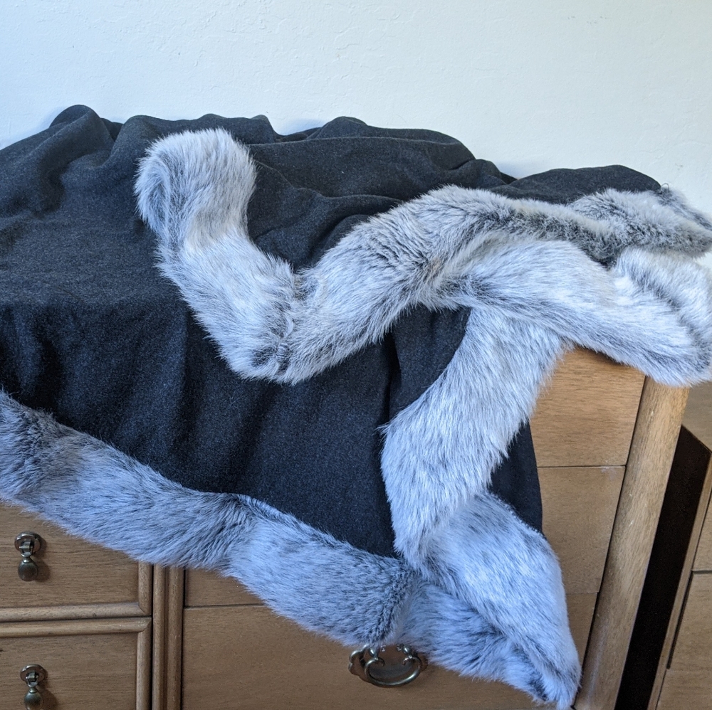 Extra large faux-fur cape